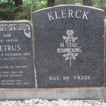 KLERCK Petrus 1895-1978 &amp; Althea Barbara COETZEE 1919-1974