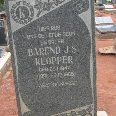KLOPPER Barend J.S. 1947-1965