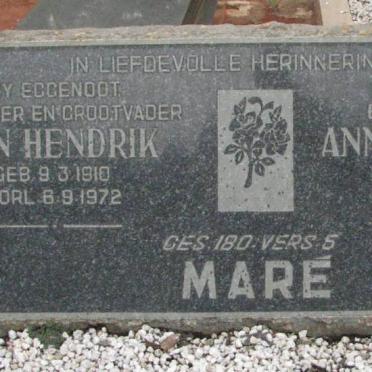MARÉ Jan Hendrik 1910-1972 &amp; Anna Gertruida COMBRINK 1912-1981