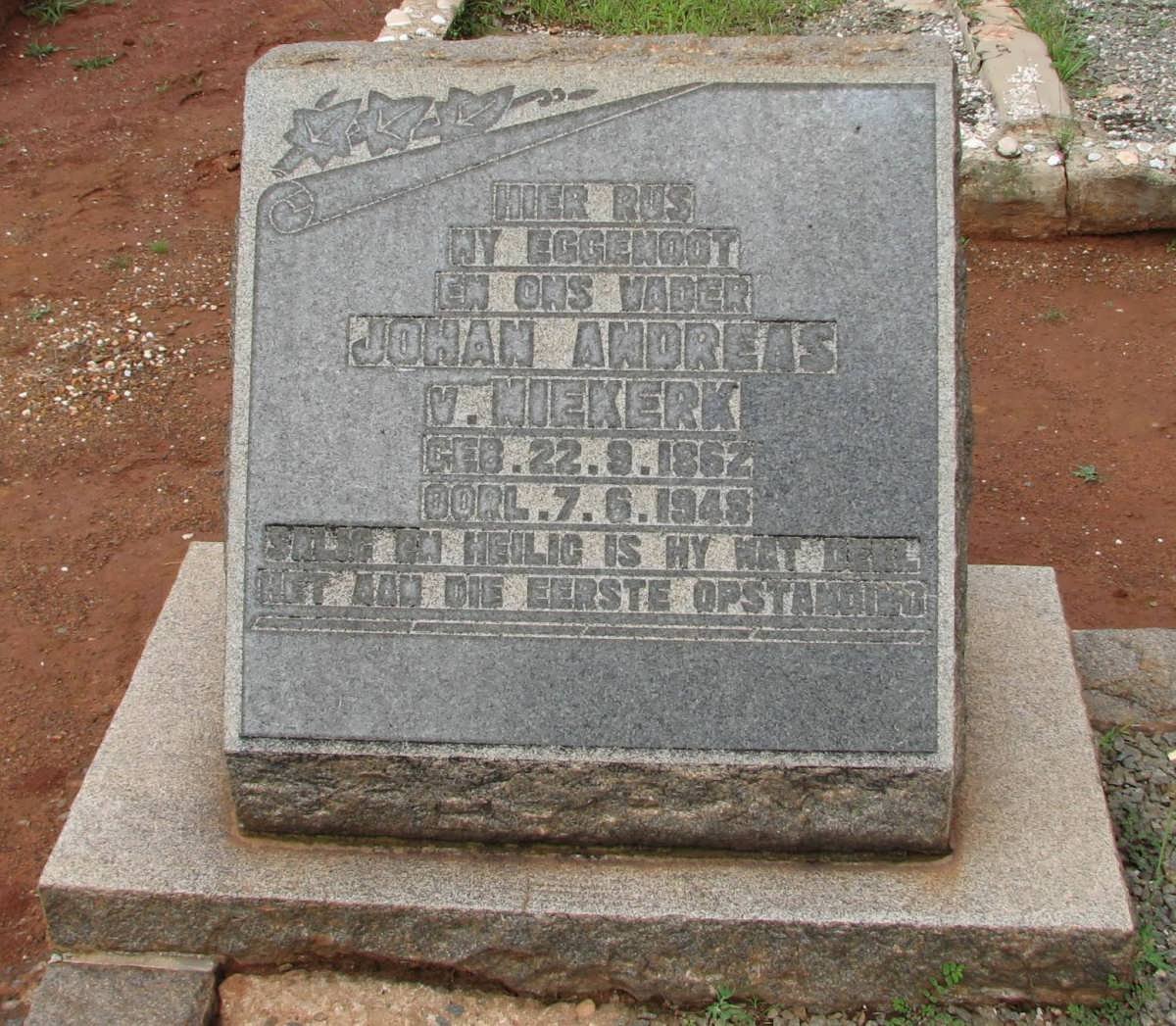NIEKERK Johan Andreas, van 1862-1948