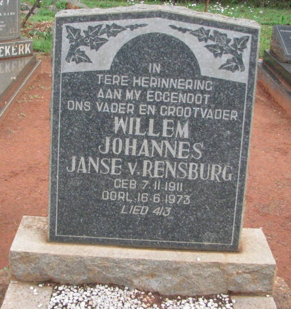 RENSBURG Willem Johannes, Janse van 1911-1973