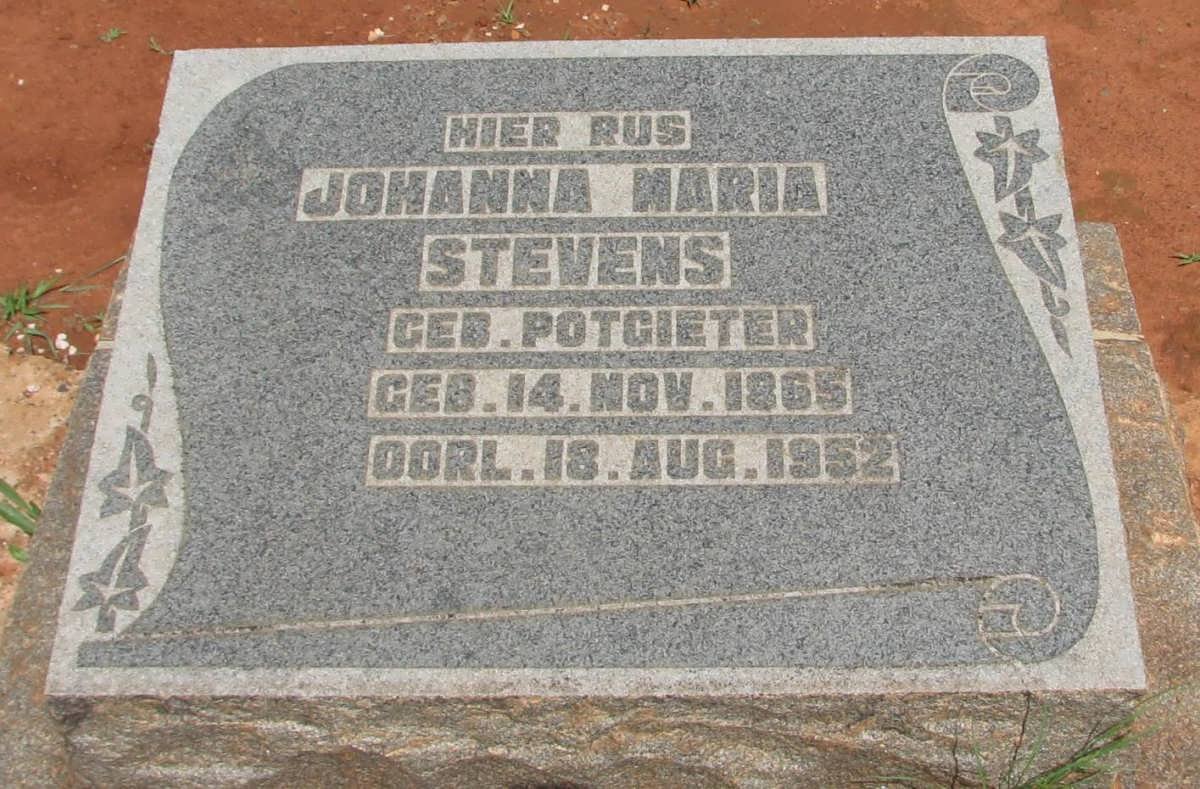 STEVENS Johanna Maria nee POTGIETER 1865-1952