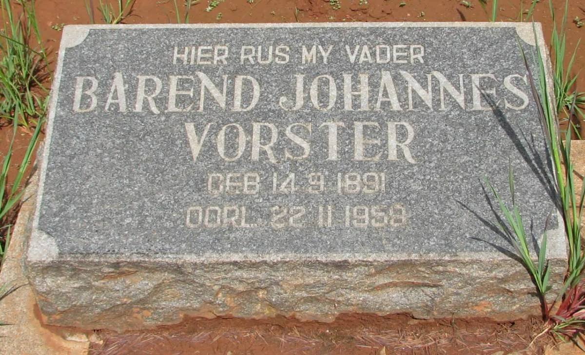VORSTER Barend Johannes 1891-1959