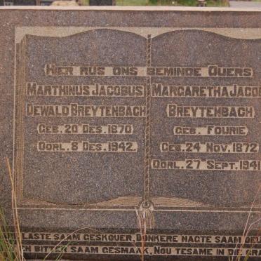 BREYTENBACH Marthinus Jacobus Dewald 1870-1942 &amp; Margaretha Jacoba FOURIE 1872-1941