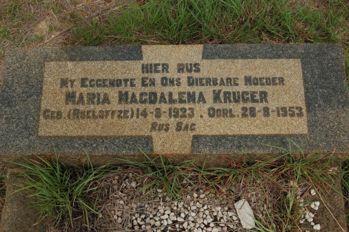 KRUGER Maria Magdalena nee ROELOFFZE 1923-1953