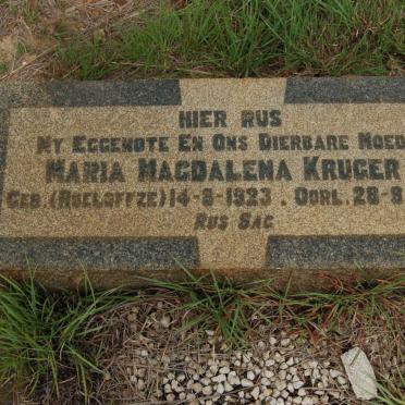 KRUGER Maria Magdalena nee ROELOFFZE 1923-1953