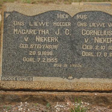 NIEKERK Cornelius J., v. 1889-1951 &amp; Magaretha J.C. STEVENSON 1898-1955