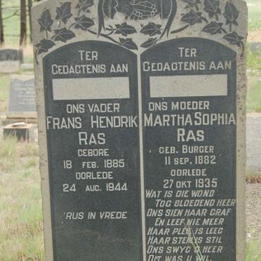 RAS Frans Hendrik 1885-1944 &amp; Martha Sophia BURGER 1882-1935