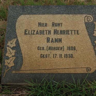 RAMM Elizabeth Henriette nee NORDEN 1886-1950