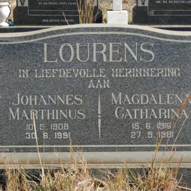 LOURENS Johannes Marthinus 1908-1991 &amp; Magdalena Catharina 1916-1981