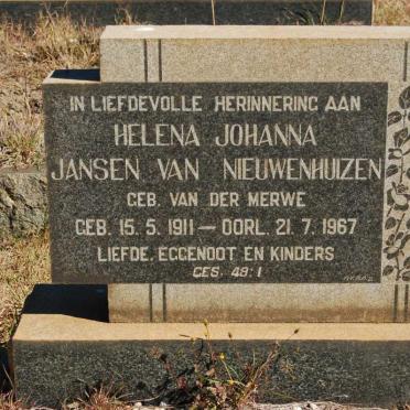 NIEUWENHUIZEN Helena Johanna, Jansen van nee VAN DER MERWE 1911-1967