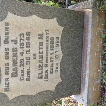 ENGELBRECHT Barend J. 1873-1949 &amp; Elizabeth M. BRONKHORST 1880-1960