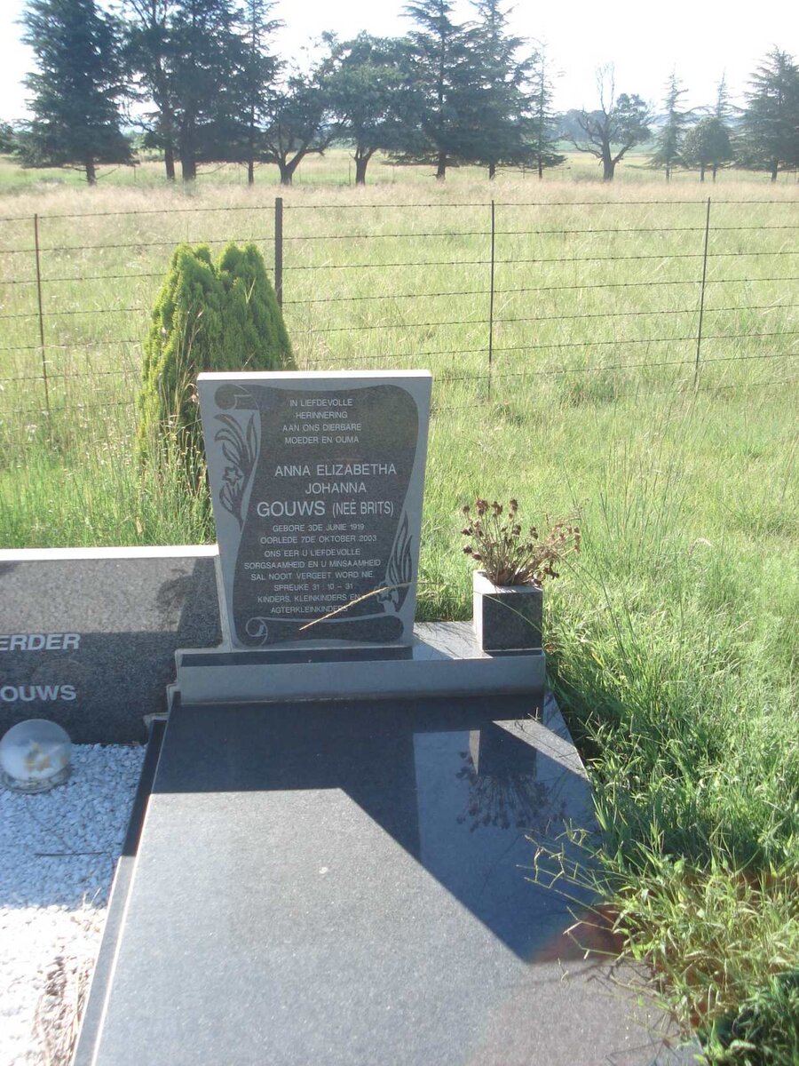 GOUWS Anna Elizabetha Johanna nee BRITS 1919-2003