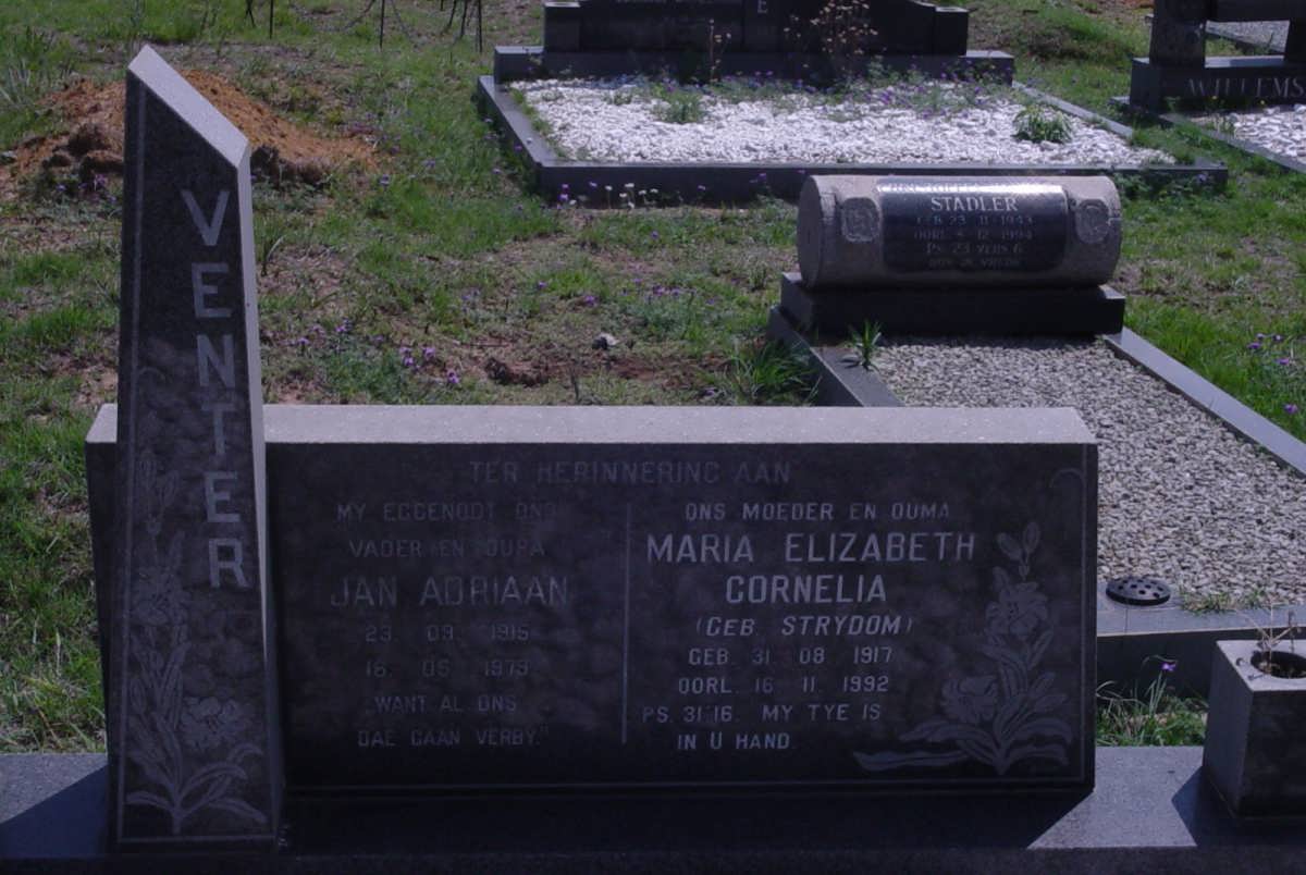 VENTER Jan Adriaan 1915-1979 &amp; Maria Elizabeth Cornelia STRYDOM 1917-1992