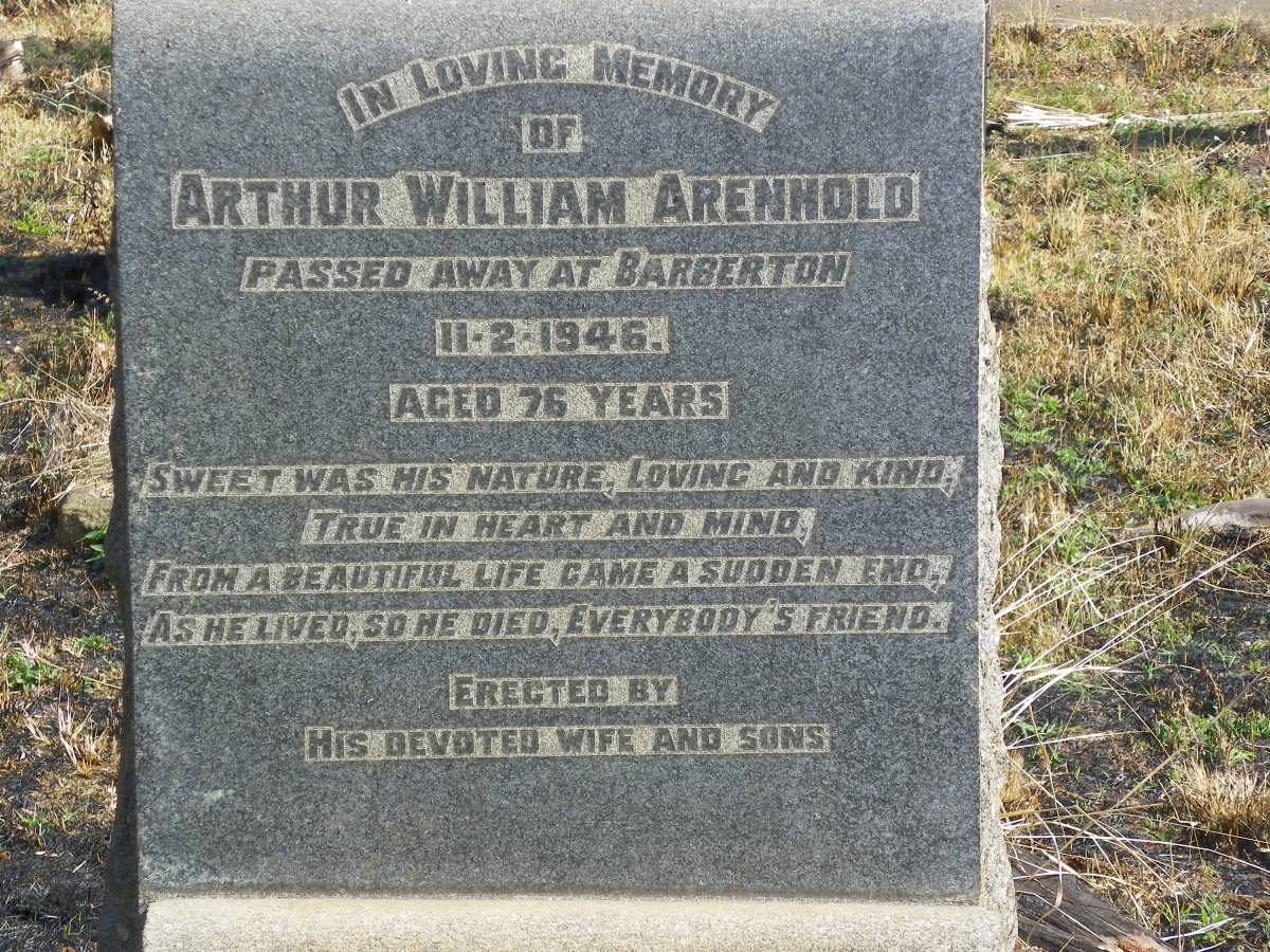 ARENHOLD Arthur William -1946