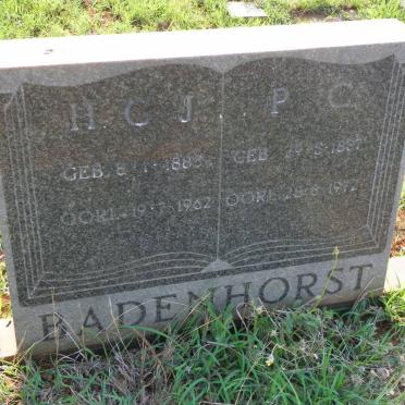 BADENHORST H.C.J. 1885-1962 &amp; P.C. 1887-1972