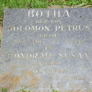 BOTHA Solomon Petrus 1909-1994 &amp; Honorah Susan O'GRADY 1910-1994