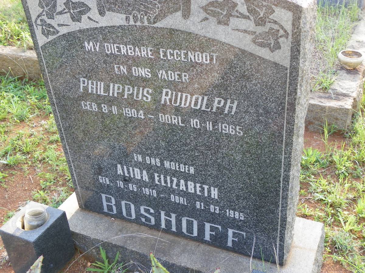BOSHOFF Philippus Rudolph 1904-1965 &amp; Alida Elizabeth 1910-1985