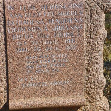 BOTHA Cathariena Hendriena Lourensina Johanna nee FOURIE 1891-1952