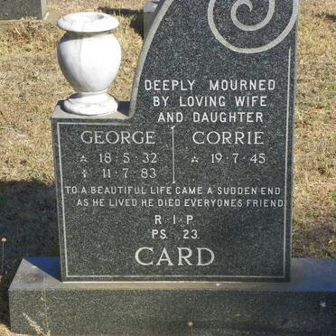 CARD George 1932-1983 &amp; Corrie 1945-