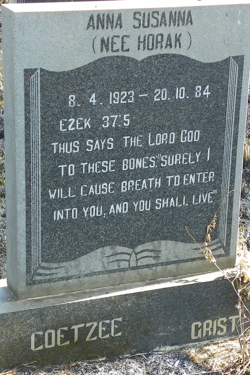 COETZEE Anna Susanna nee HORAK 1923-1984