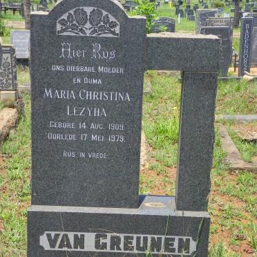 GREUNEN Maria Christina Lezyha, van 1909-1979