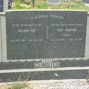 GLINISTER William Roy 1891-1967 &amp; Gert Hendrina MILLS 1904-1967