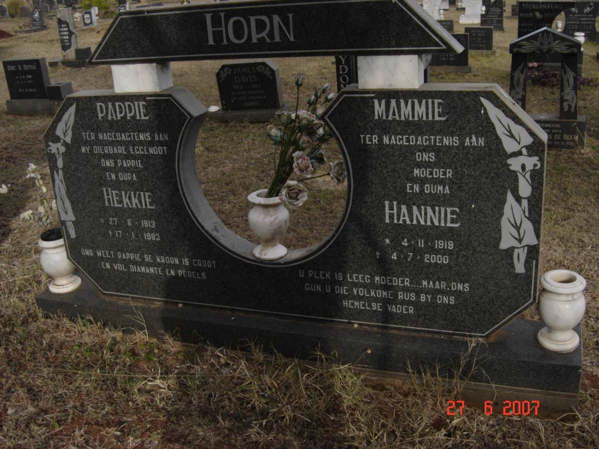 HORN Hekkie 1913-1983 &amp; Hannie 1918-2000