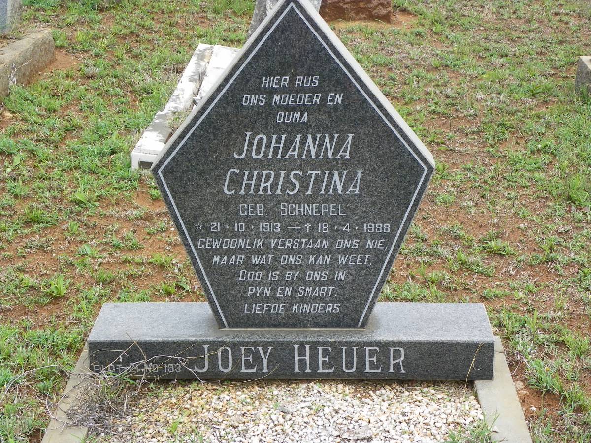 HEUER Johanna Christina nee SCHNEPEL 1913-1988