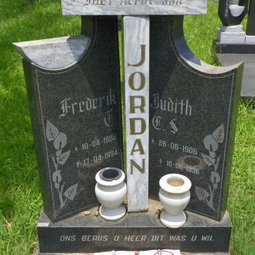 JORDAAN Frederik T. 1904-1994 &amp; Judith E.S. 1906-1996