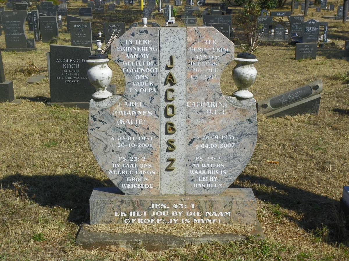 JACOBSZ Carel Johannes 1931-2001 &amp; Catharina H.L.L. 1934-2007