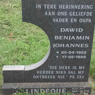 LINDEQUE Dawid Benjamin Johannes 1922-1999
