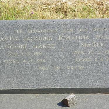 MAREE David Jacobus Francois 1891-1974 &amp; Johanna Francina 1897-1974