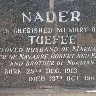 NADER Tuefee 1913-1969