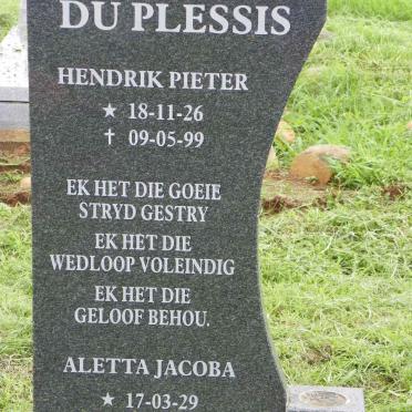 PLESSIS Hendrik Pieter, du 1926-1999 &amp; Aletta Jacoba 1929-2001