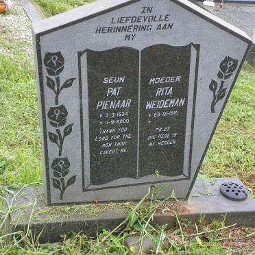 PIENAAR Pat 1934-2000 :: WEIDEMAN Rita 1912-
