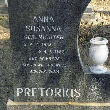 PRETORIUS Anna Susanna nee RICHTER 1935-1983