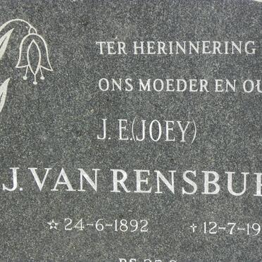RENSBURG J.E., J. van 1892-1980