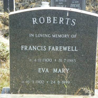 ROBERTS Francis Farewell 1900-1985 &amp; Eva Mary 1902-1999