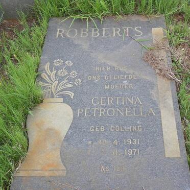 ROBBERTS Gertina Petronella nee COLLING 1931-1971