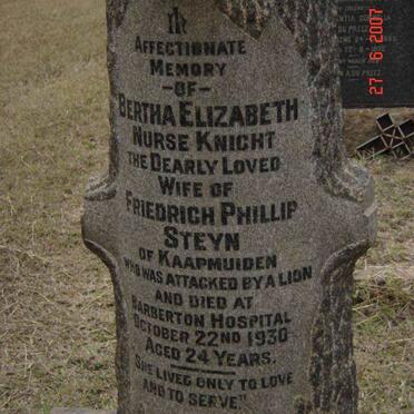 STEYN Bertha Elizabeth nee KNIGHT -1930