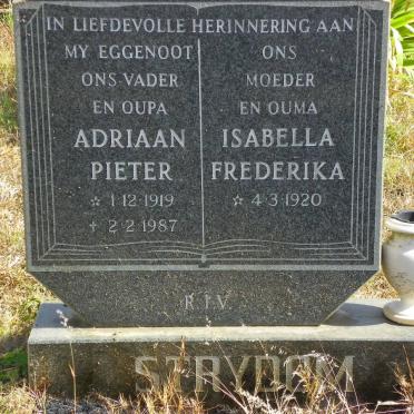 STRYDOM Adriaan Pieter 1919-1987 &amp; Isabella Frederika 1920-