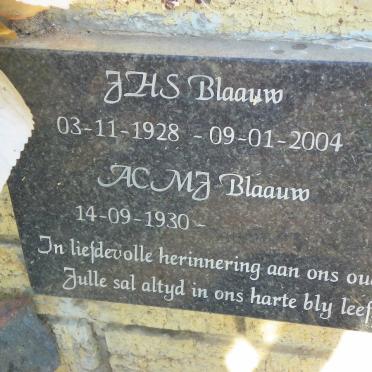BLAAUW J.H.S 1928-2004 &amp; A.C.M.J. 1930-