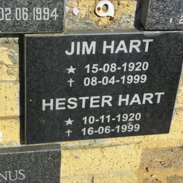 HART Jim 1920-1999 &amp; Hester 1920-1999