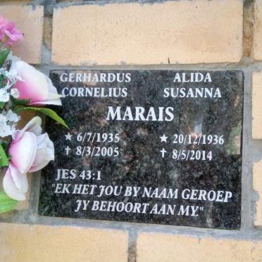 MARAIS Gerhardus Cornelius 1935-2005 &amp; Alida Susanna 1936-2014