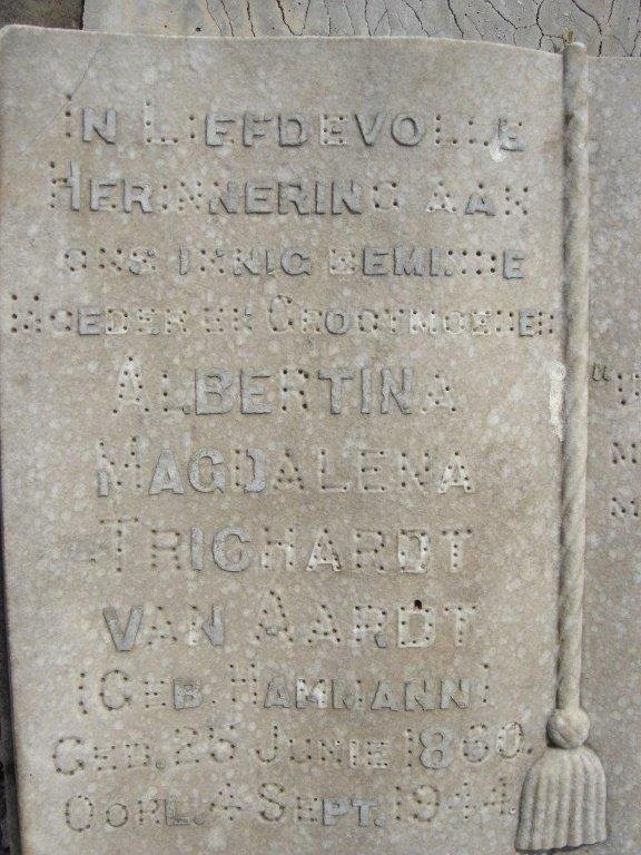 AARDT Albertina Magdalena, van voorheen TRICHARDT nee HAMMANN 1860-1944