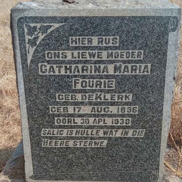 FOURIE Catharina Maria nee DE KLERK 1856-1938