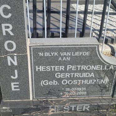 CRONJE Hester Petronella Gertruida nee OOSTHUIZEN 1931-2008