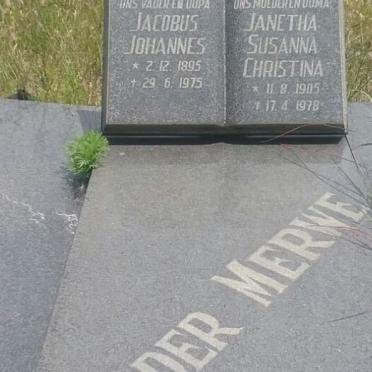 MERWE Jacobus Johannes, van der 1895-1975 &amp; Janetha Susanna Christina 1905-1978