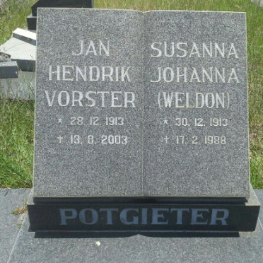 POTGIETER Jan Hendrik Vorster 1913-2003 &amp; Susanna Johanna WELDON 1913-1988